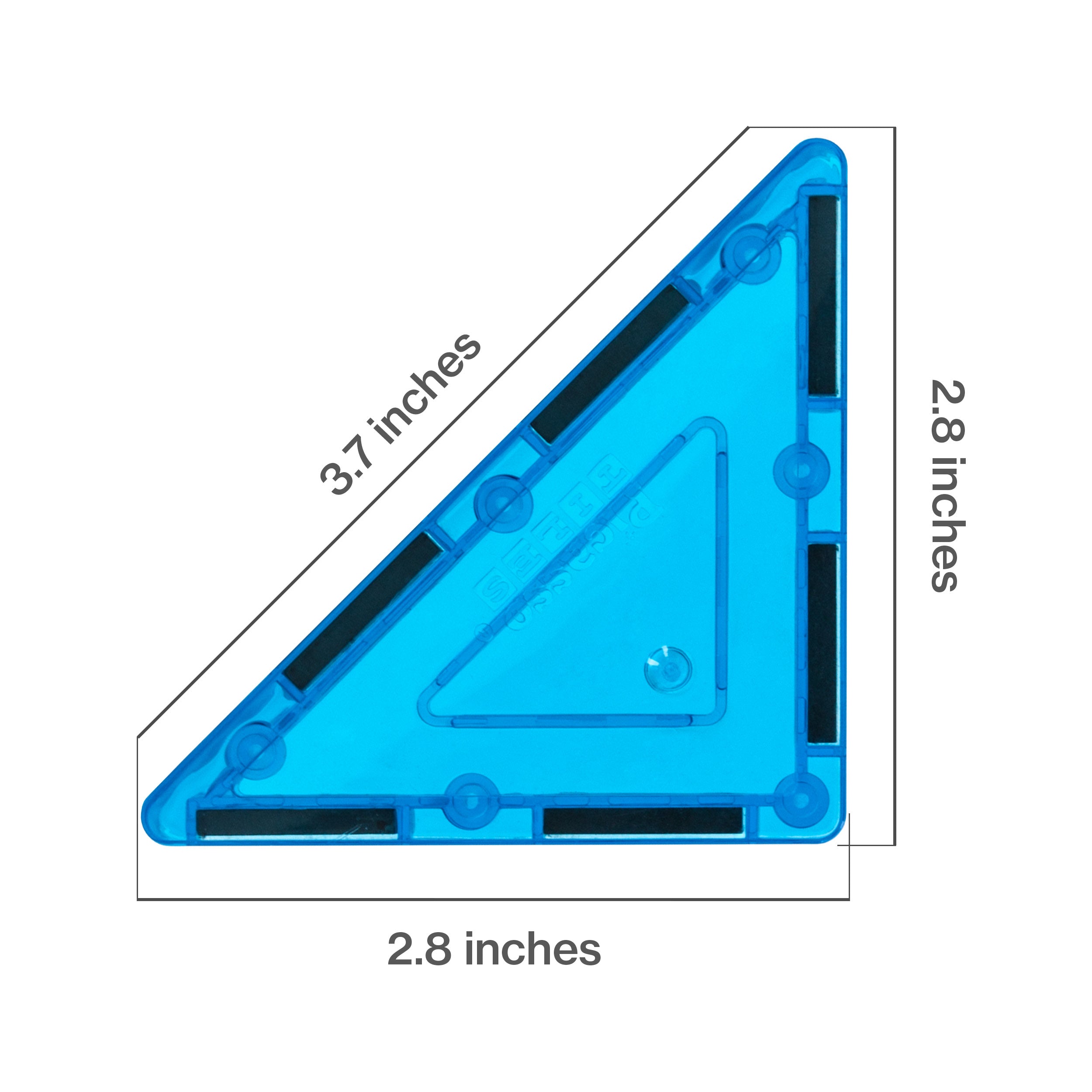PicassoTiles 4 Piece Light Blue Right Triangle Magnetic Tiles