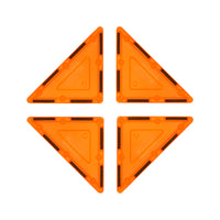 PicassoTiles 4 Piece Orange Right Triangle Magnetic Tiles