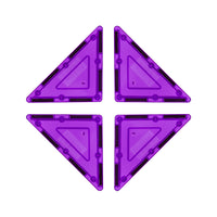PicassoTiles 4 Piece Purple Right Triangle Magnetic Tiles