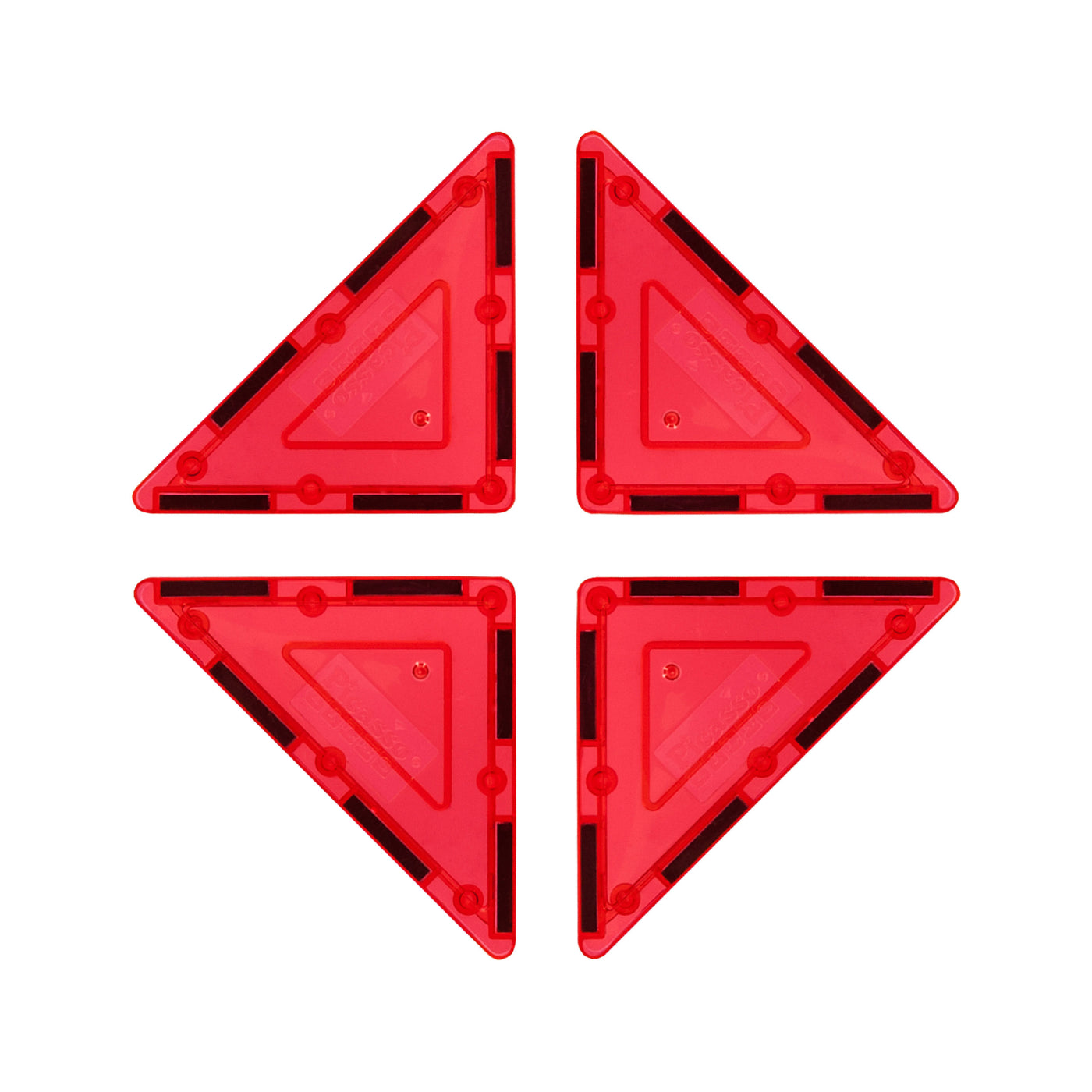 PicassoTiles 4 Piece Red Right Triangle Magnetic Tiles