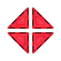 PicassoTiles 4 Piece Red Right Triangle Magnetic Tiles