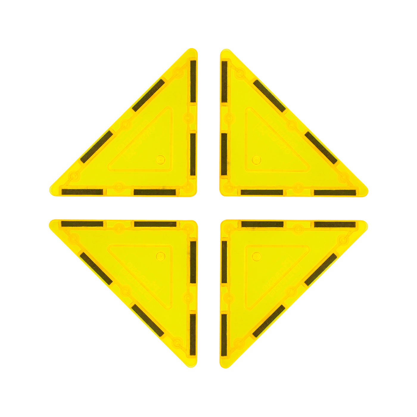 PicassoTiles 4 Piece Yellow Right Triangle Magnetic Tiles