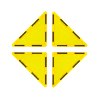 PicassoTiles 4 Piece Yellow Right Triangle Magnetic Tiles