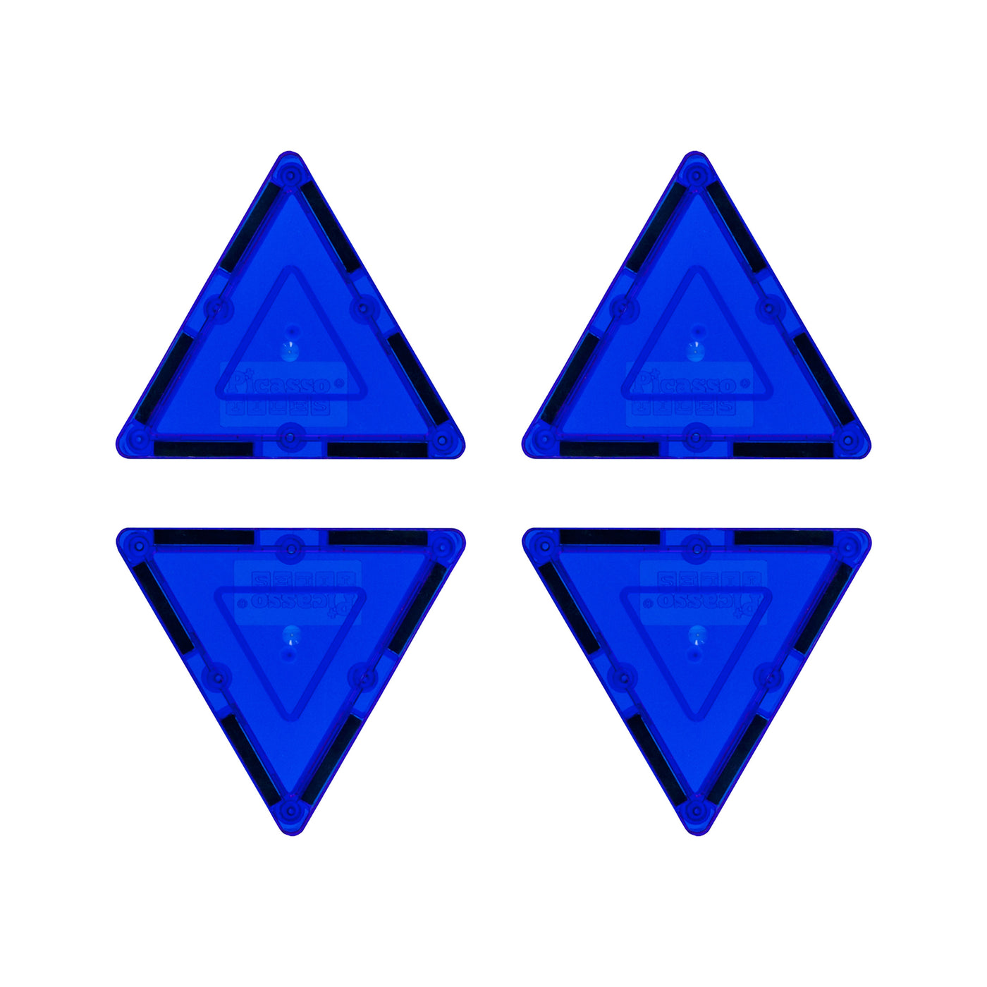 PicassoTiles 4 Piece Blue Small Triangle Magnetic Tiles