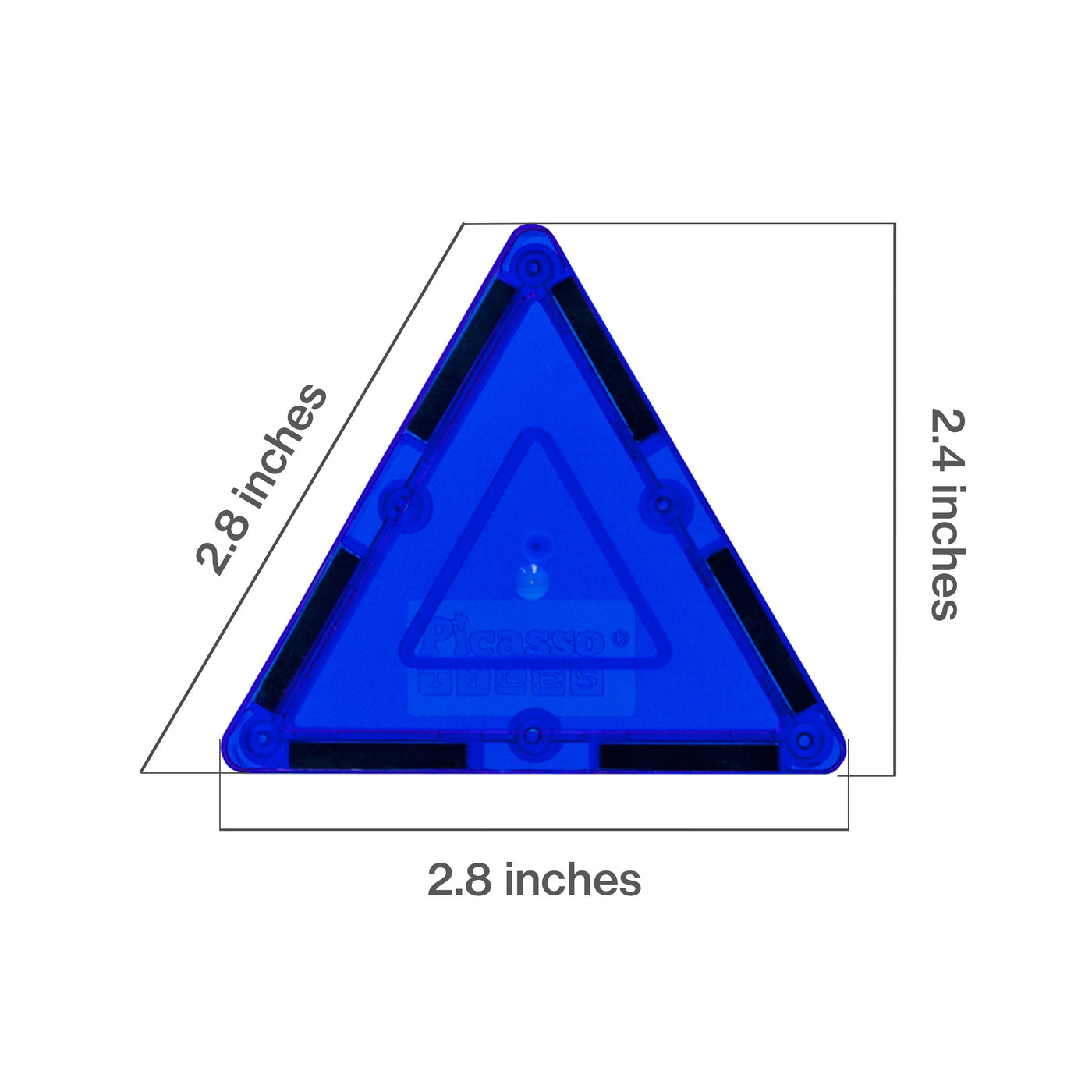 PicassoTiles 4 Piece Blue Small Triangle Magnetic Tiles