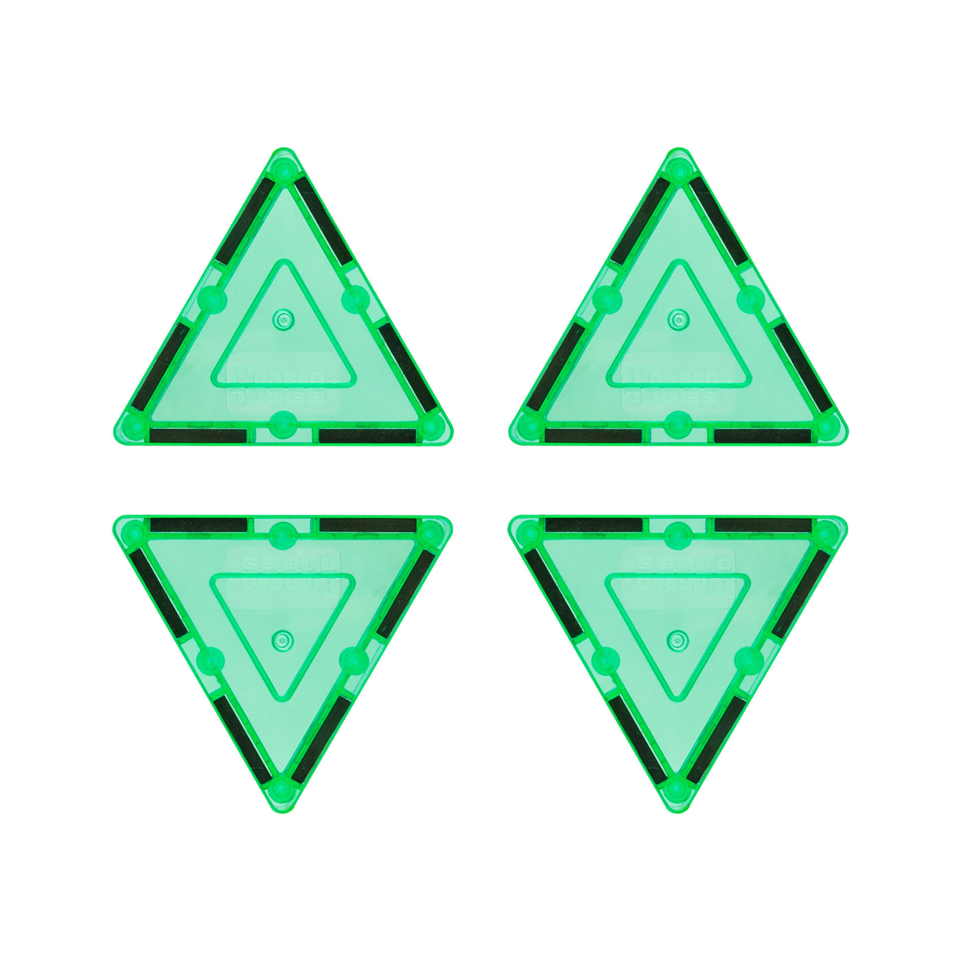 PicassoTiles 4 Piece Green Small Triangle Magnetic Tiles