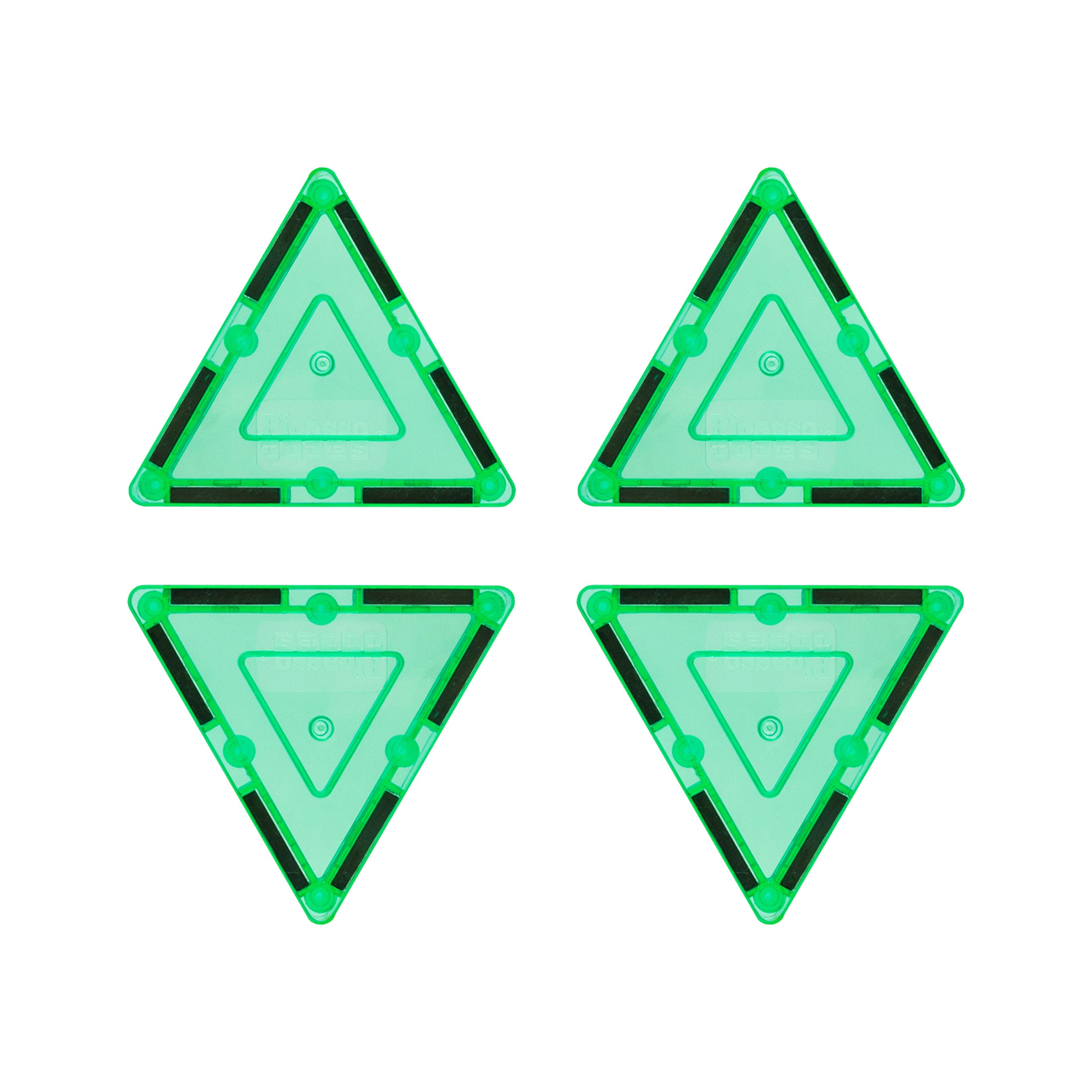 PicassoTiles 4 Piece Green Small Triangle Magnetic Tiles