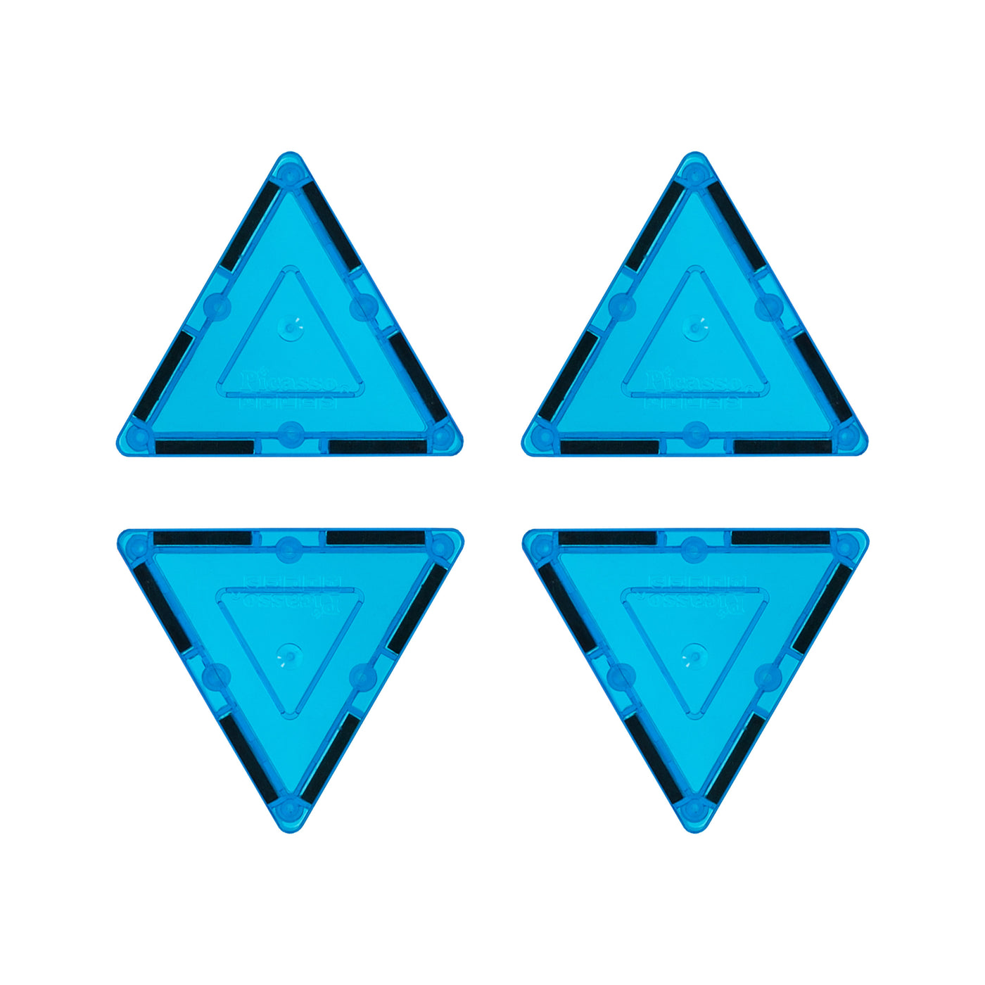 PicassoTiles 4 Piece Light Blue Small Triangle Magnetic Tiles