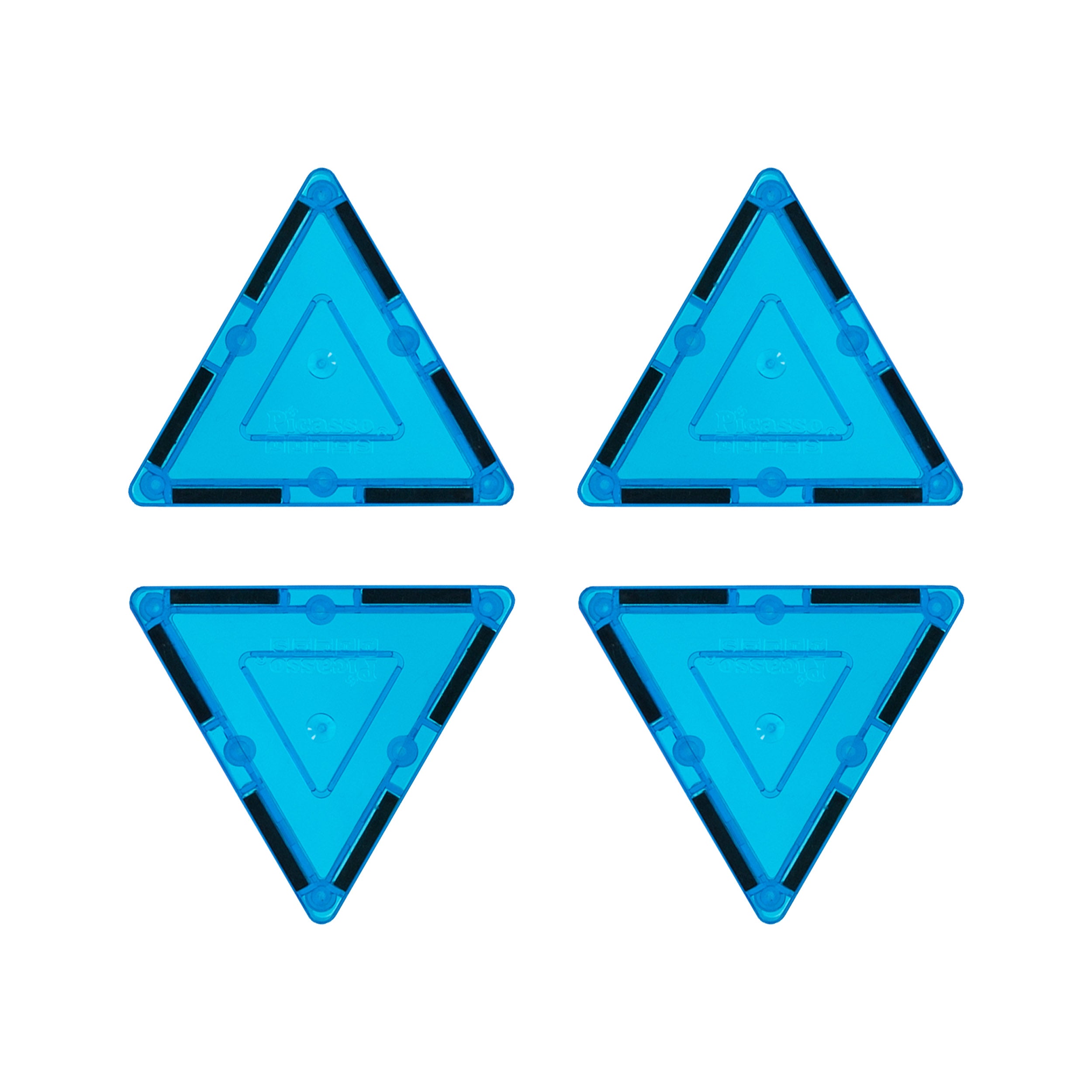 PicassoTiles 4 Piece Light Blue Small Triangle Magnetic Tiles