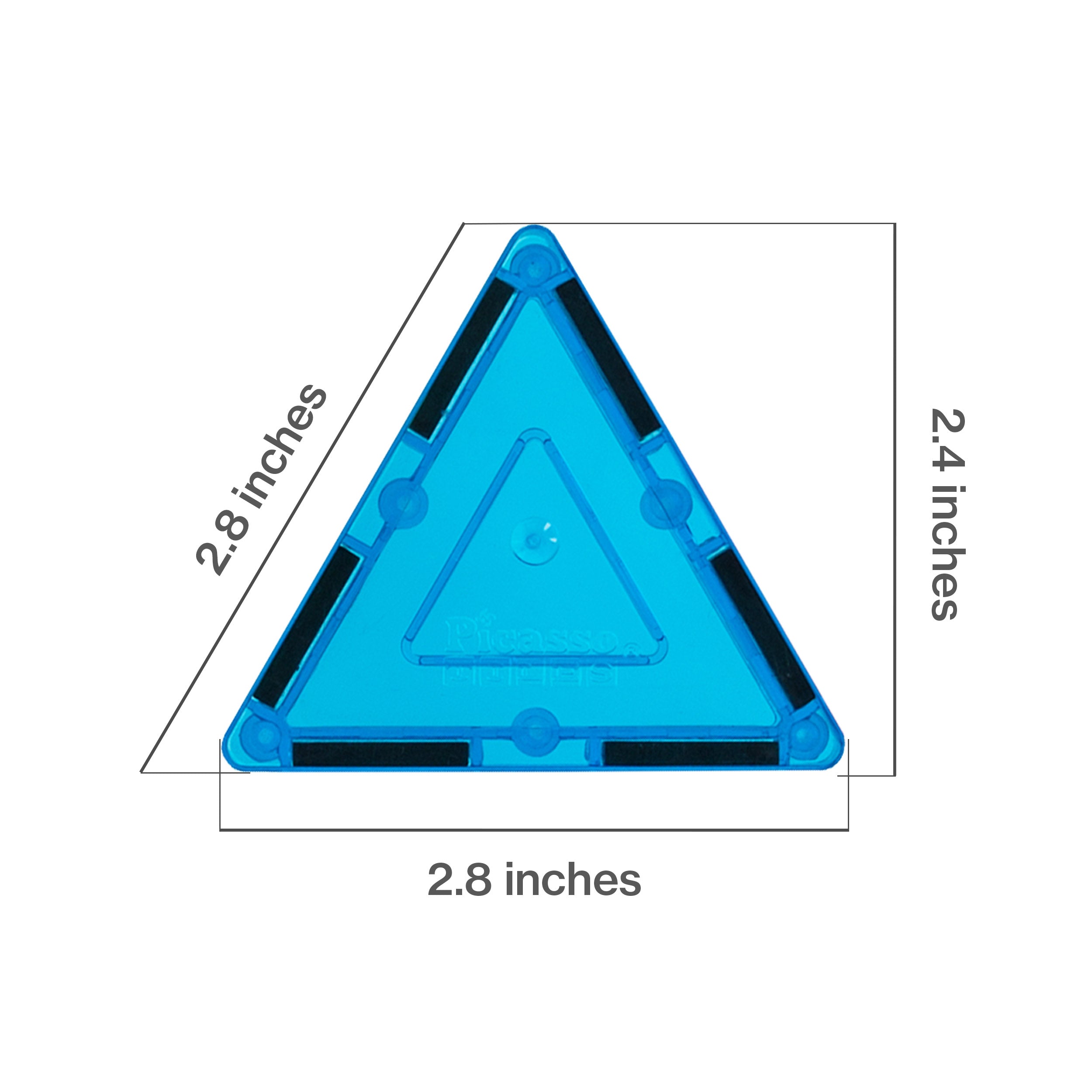 PicassoTiles 4 Piece Light Blue Small Triangle Magnetic Tiles