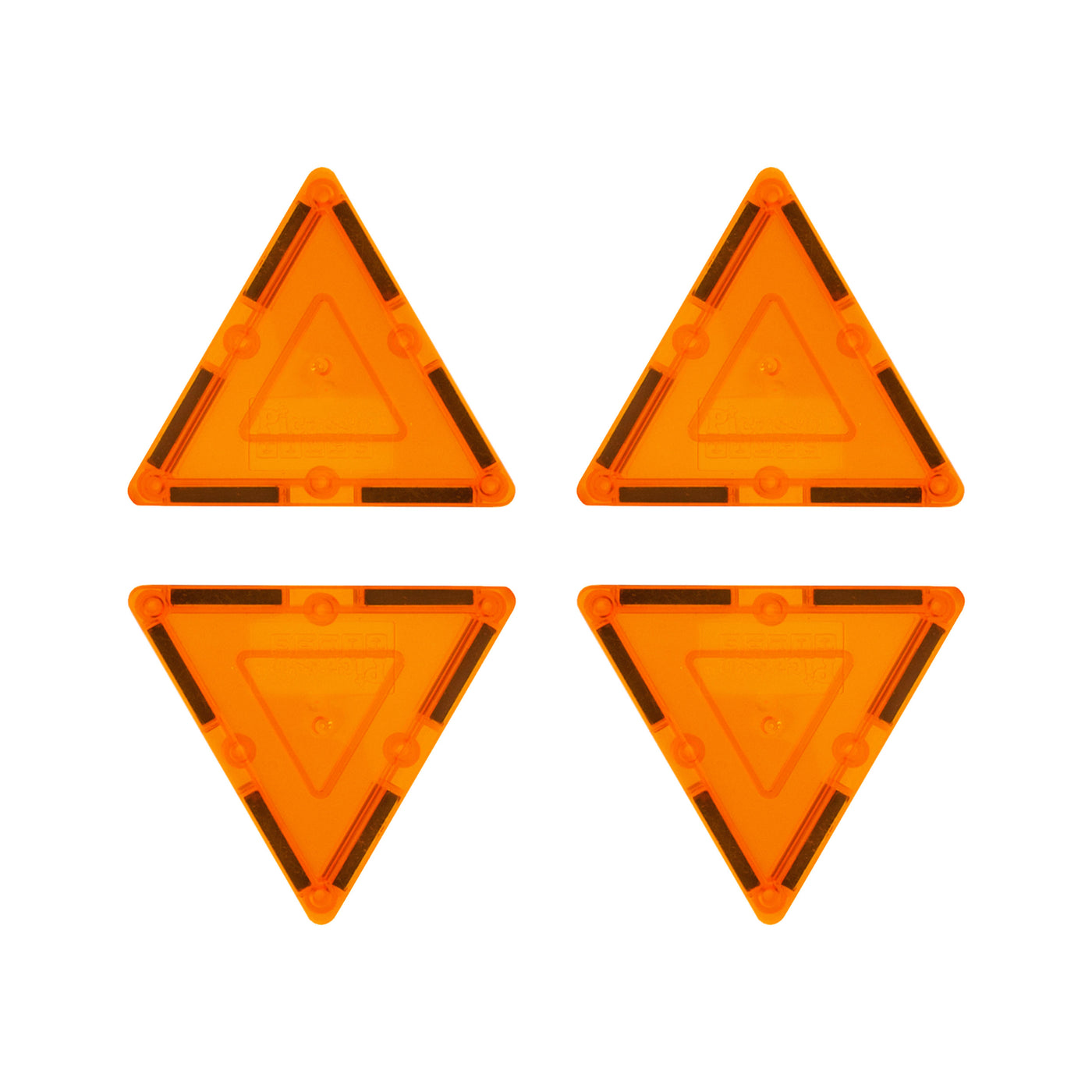 PicassoTiles 4 Piece Orange Small Triangle Magnetic Tiles