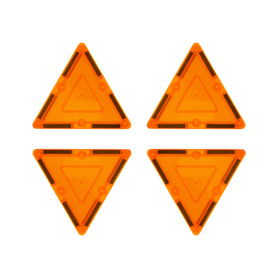 PicassoTiles 4 Piece Orange Small Triangle Magnetic Tiles