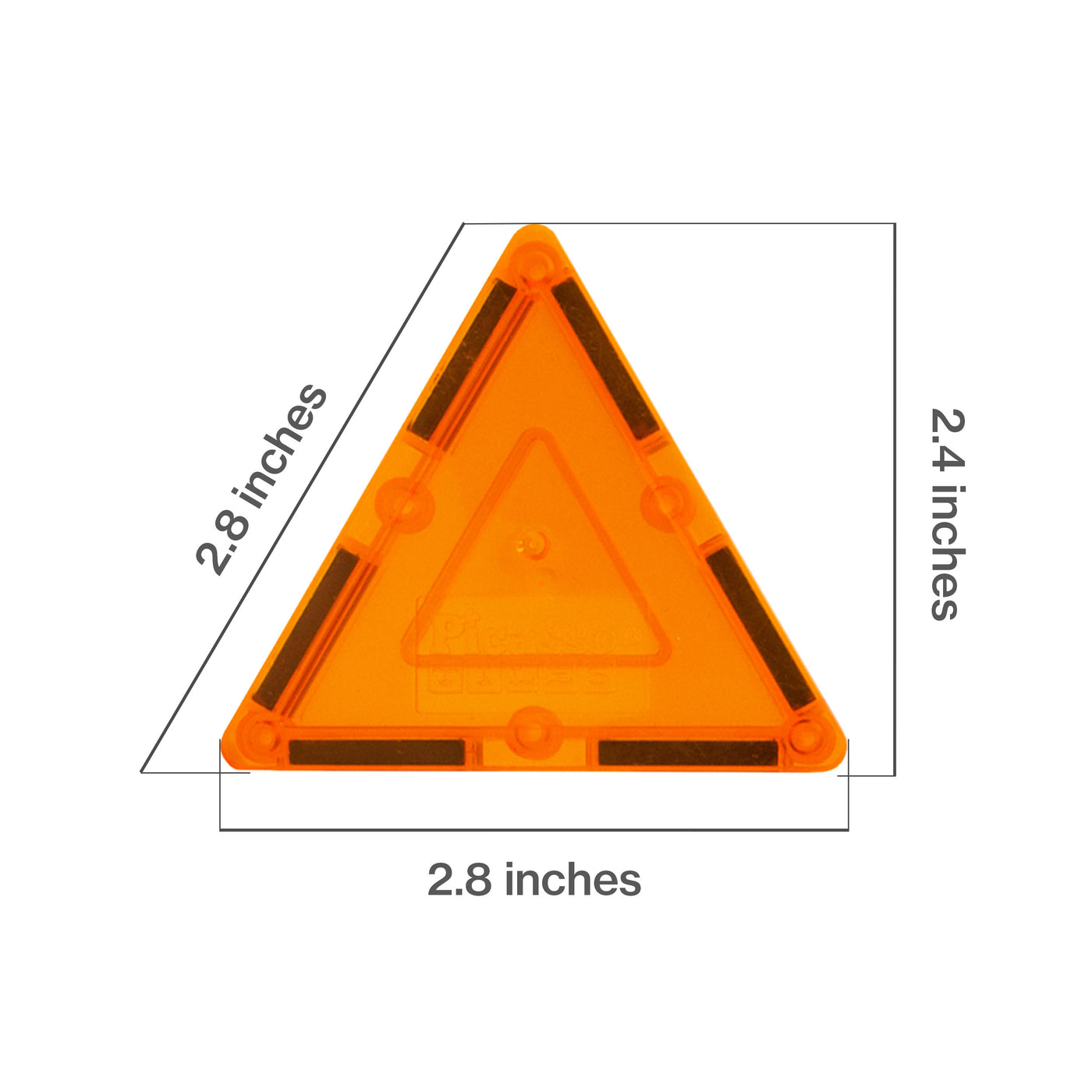 PicassoTiles 4 Piece Orange Small Triangle Magnetic Tiles