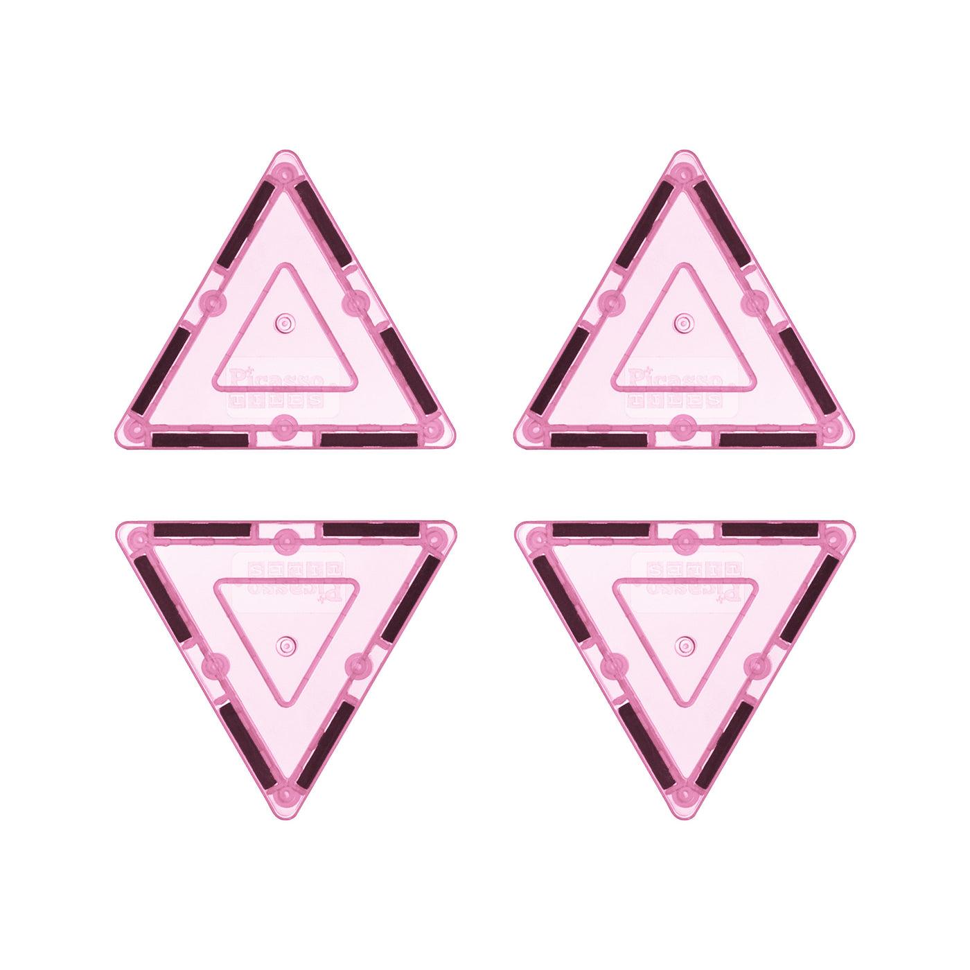 PicassoTiles 4 Piece Pink Small Triangle Magnetic Tiles