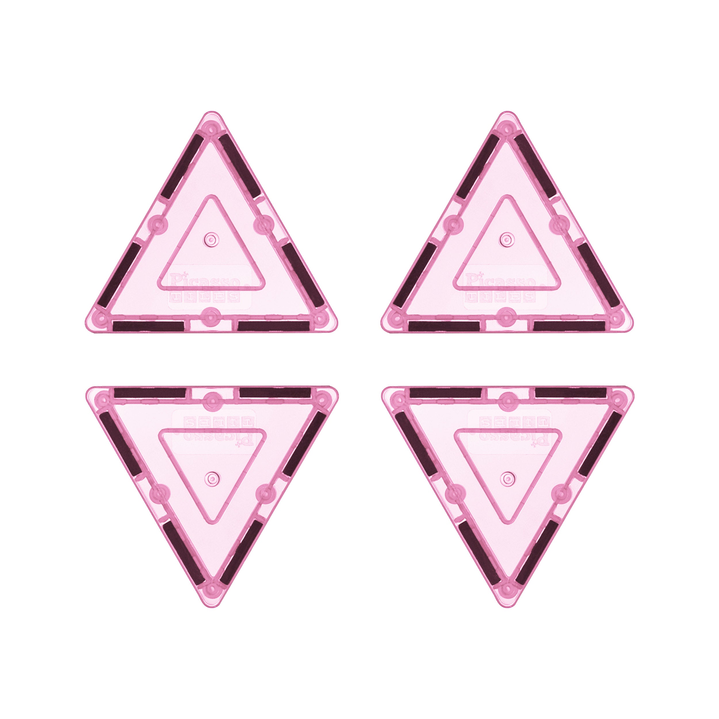 PicassoTiles 4 Piece Pink Small Triangle Magnetic Tiles