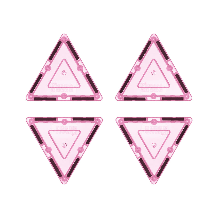 PicassoTiles 4 Piece Pink Small Triangle Magnetic Tiles