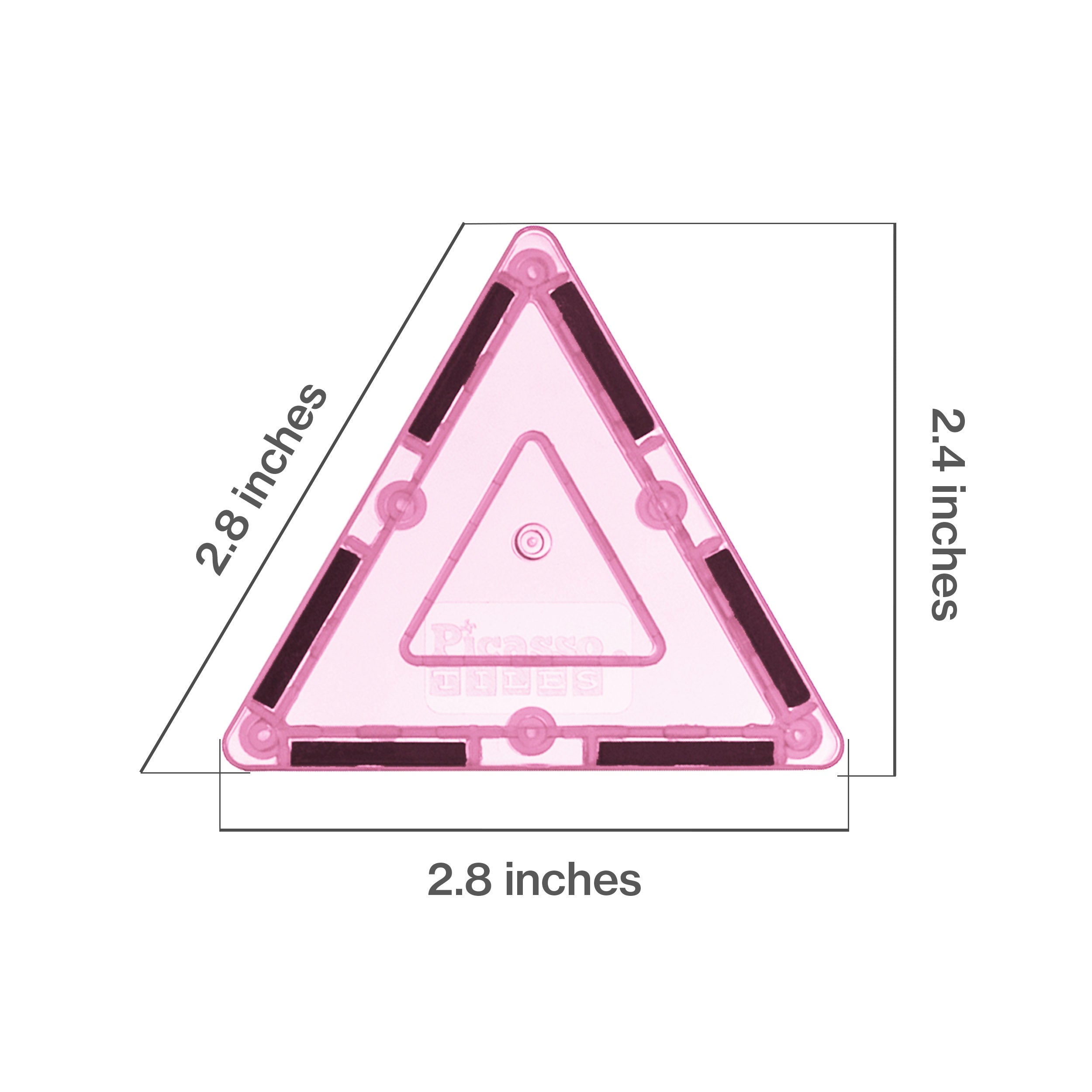 PicassoTiles 4 Piece Pink Small Triangle Magnetic Tiles