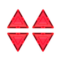 PicassoTiles 4 Piece Red Small Triangle Magnetic Tiles