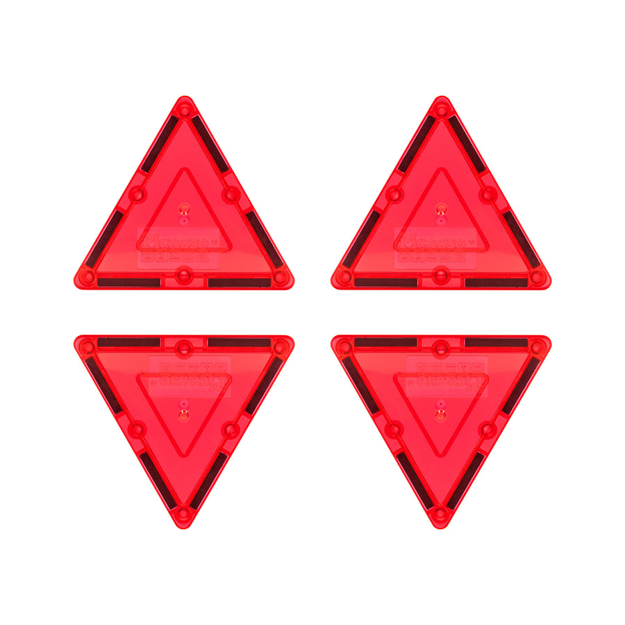 PicassoTiles 4 Piece Red Small Triangle Magnetic Tiles