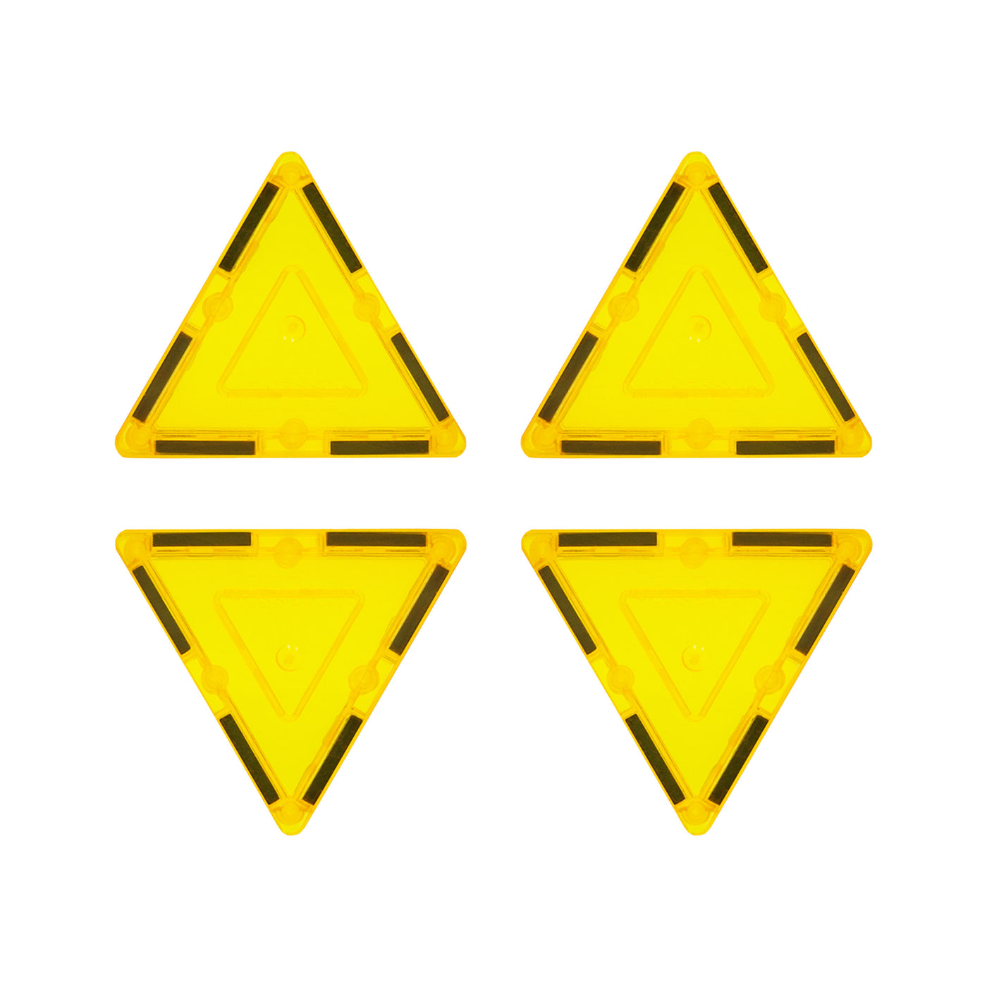 PicassoTiles 4 Piece Yellow Small Triangle Magnetic Tiles