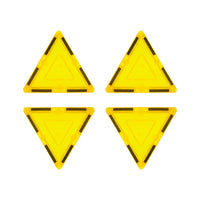 PicassoTiles 4 Piece Yellow Small Triangle Magnetic Tiles