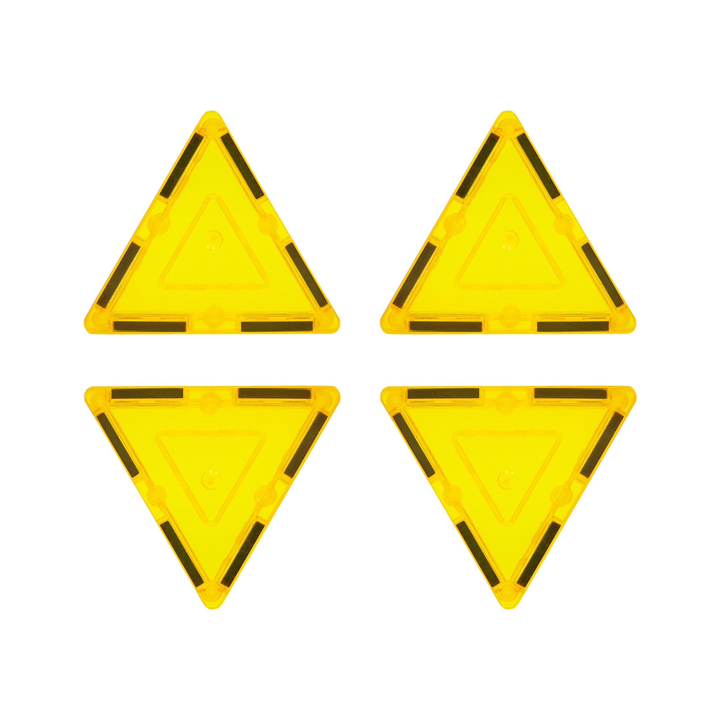 PicassoTiles 4 Piece Yellow Small Triangle Magnetic Tiles