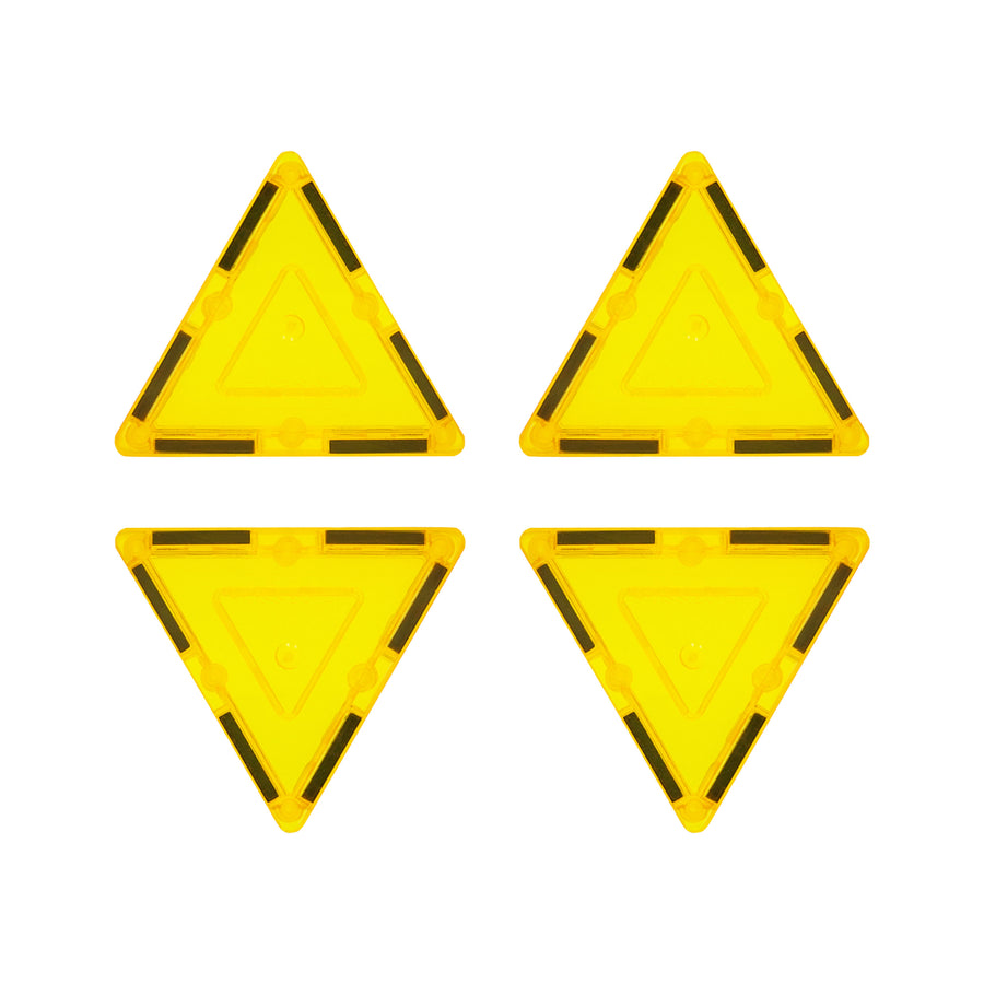 PicassoTiles 4 Piece Yellow Small Triangle Magnetic Tiles