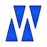 PicassoTiles 4 Piece Blue Tall Triangle Magnetic Tiles