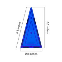 PicassoTiles 4 Piece Blue Tall Triangle Magnetic Tiles