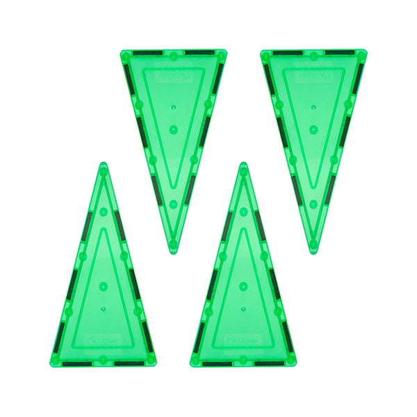 PicassoTiles 4 Piece Green Tall Triangle Magnetic Tiles