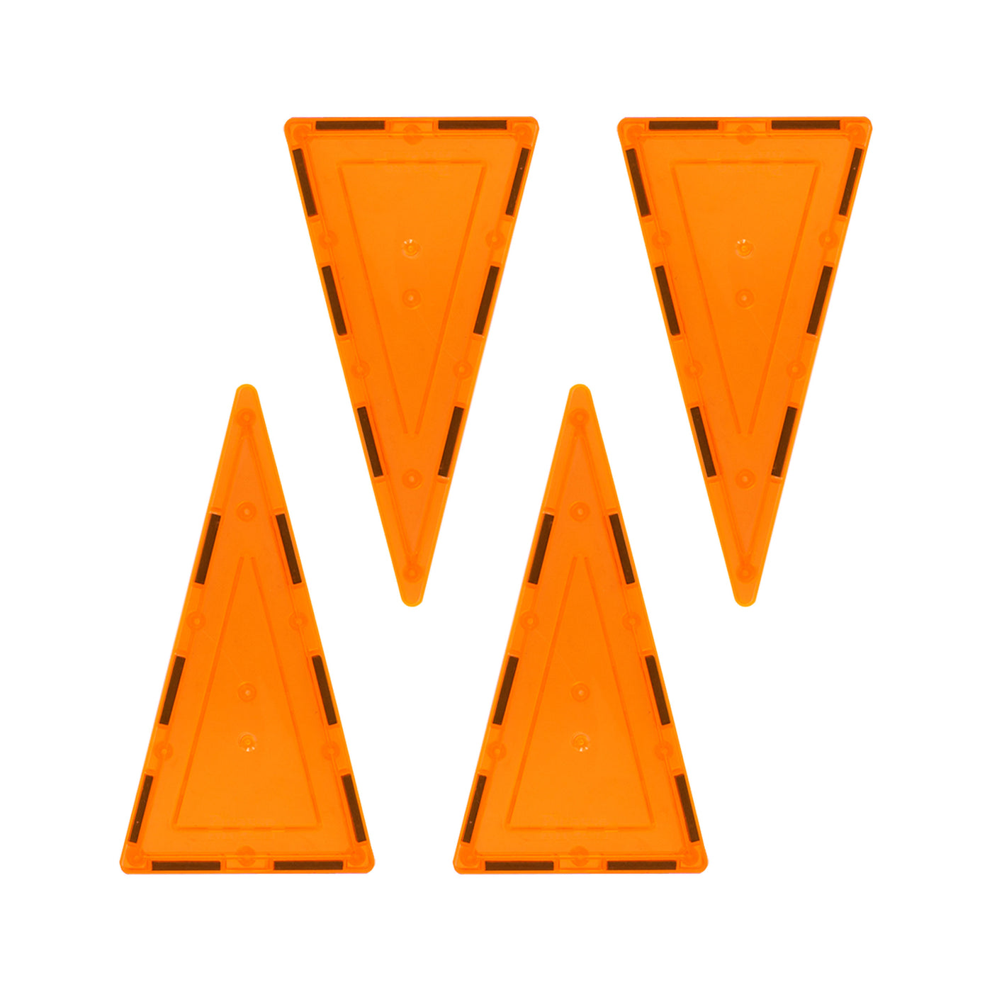 PicassoTiles 4 Piece Orange Tall Triangle Magnetic Tiles