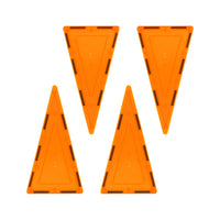 PicassoTiles 4 Piece Orange Tall Triangle Magnetic Tiles
