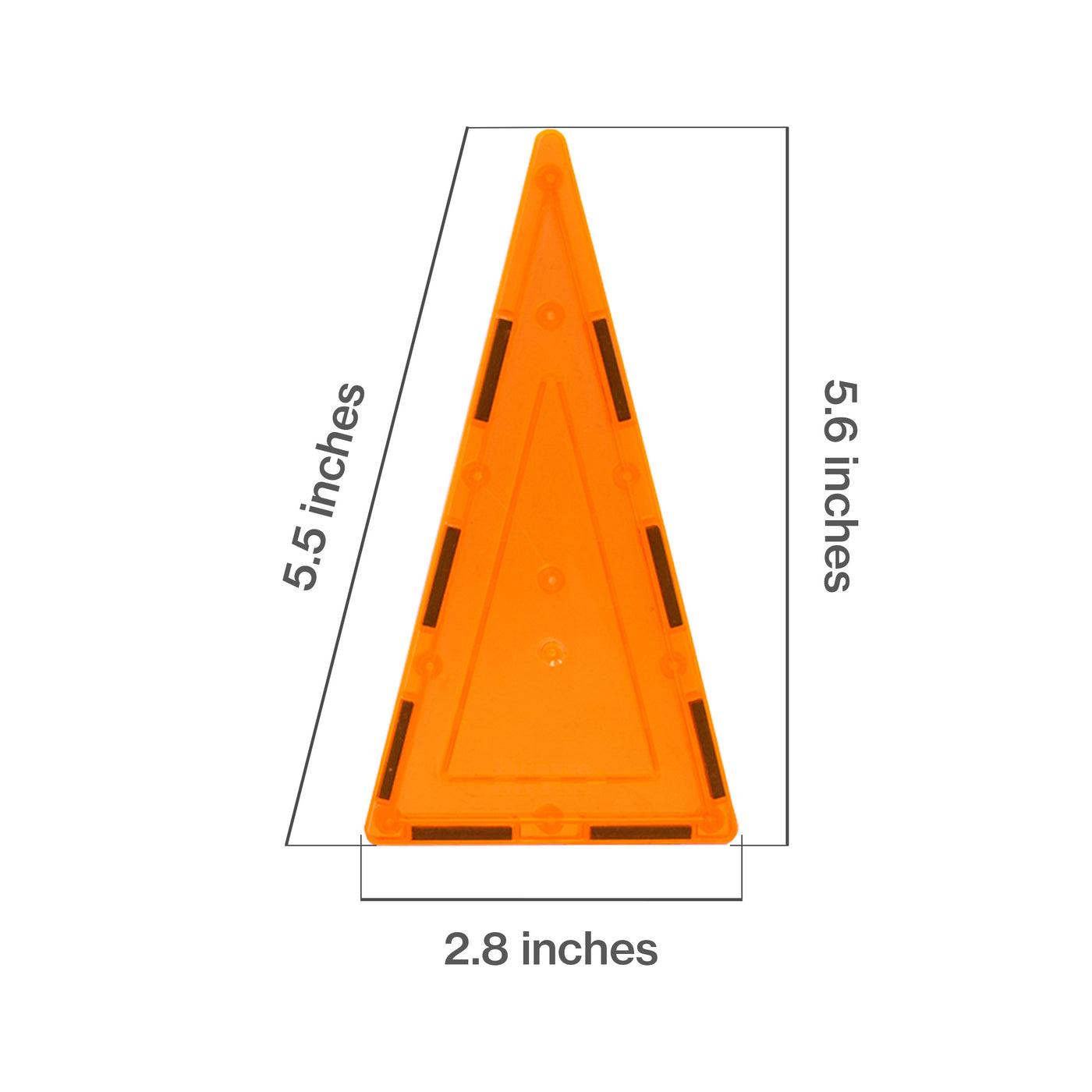 PicassoTiles 4 Piece Orange Tall Triangle Magnetic Tiles