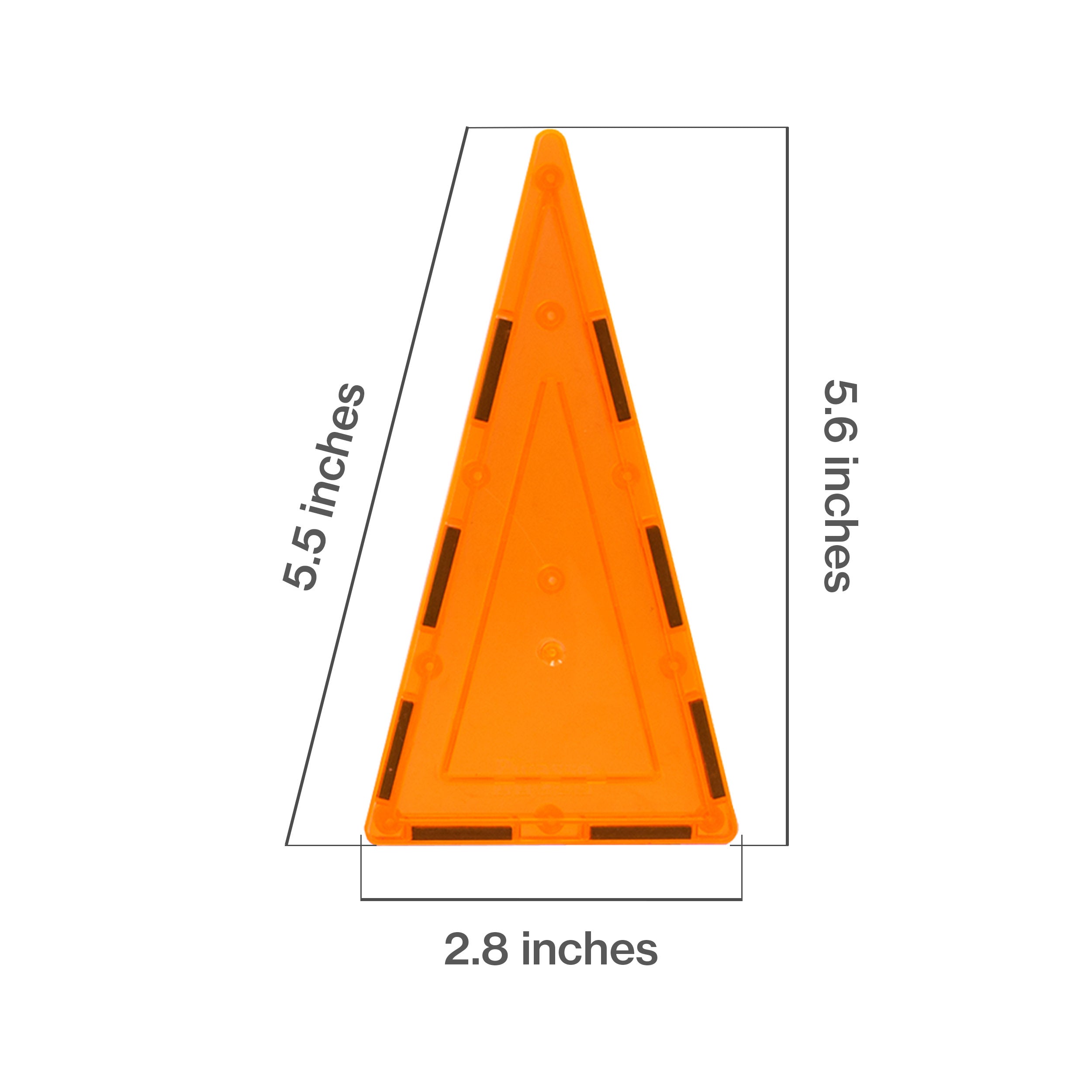 PicassoTiles 4 Piece Orange Tall Triangle Magnetic Tiles