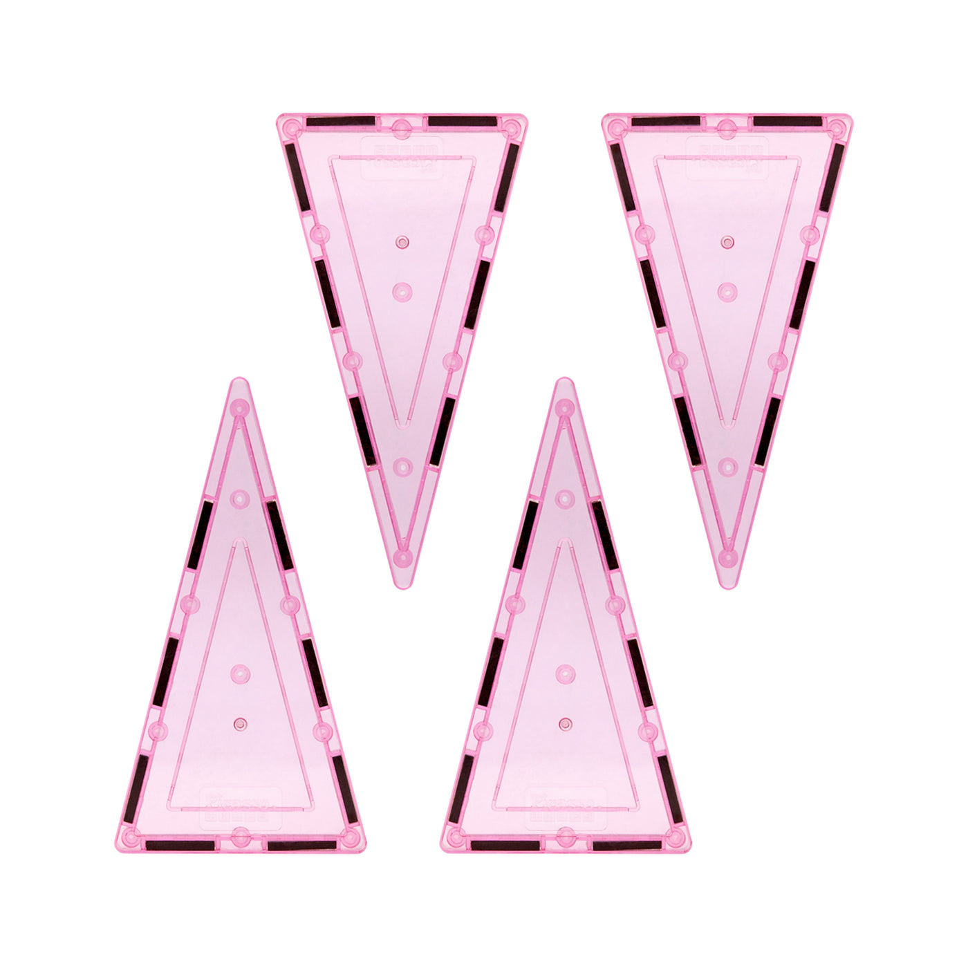 PicassoTiles 4 Piece Pink Tall Triangle Magnetic Tiles