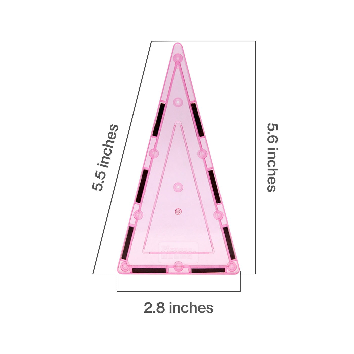 PicassoTiles 4 Piece Pink Tall Triangle Magnetic Tiles