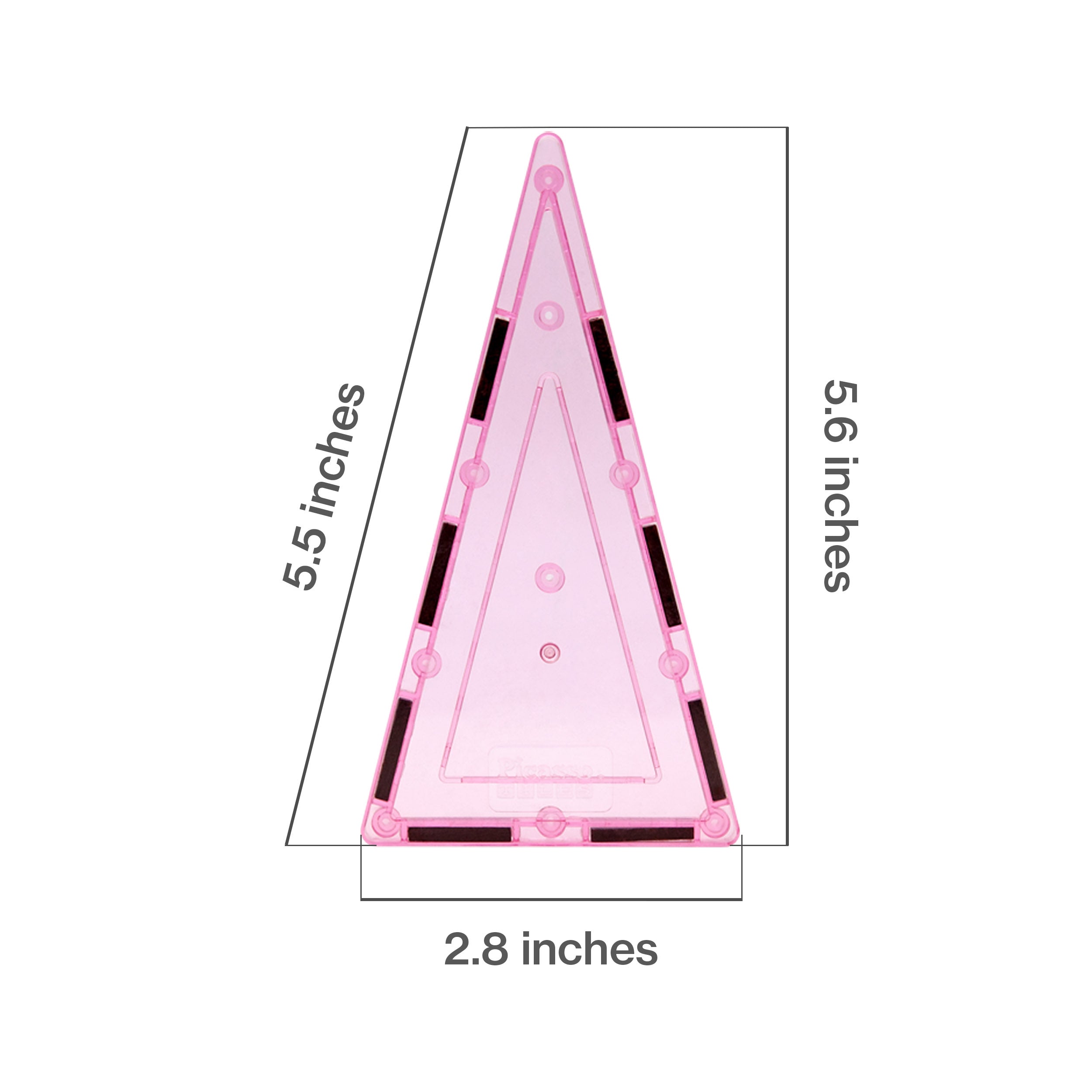 PicassoTiles 4 Piece Pink Tall Triangle Magnetic Tiles