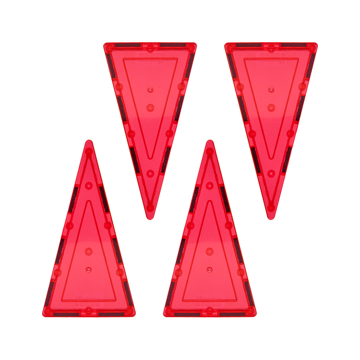 PicassoTiles 4 Piece Red Tall Triangle Magnetic Tiles