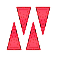 PicassoTiles 4 Piece Red Tall Triangle Magnetic Tiles