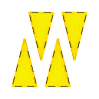 PicassoTiles 4 Piece Yellow Tall Triangle Magnetic Tiles