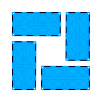 PicassoTiles 4 Piece Light Blue Race Car Track Long Magnetic Tiles