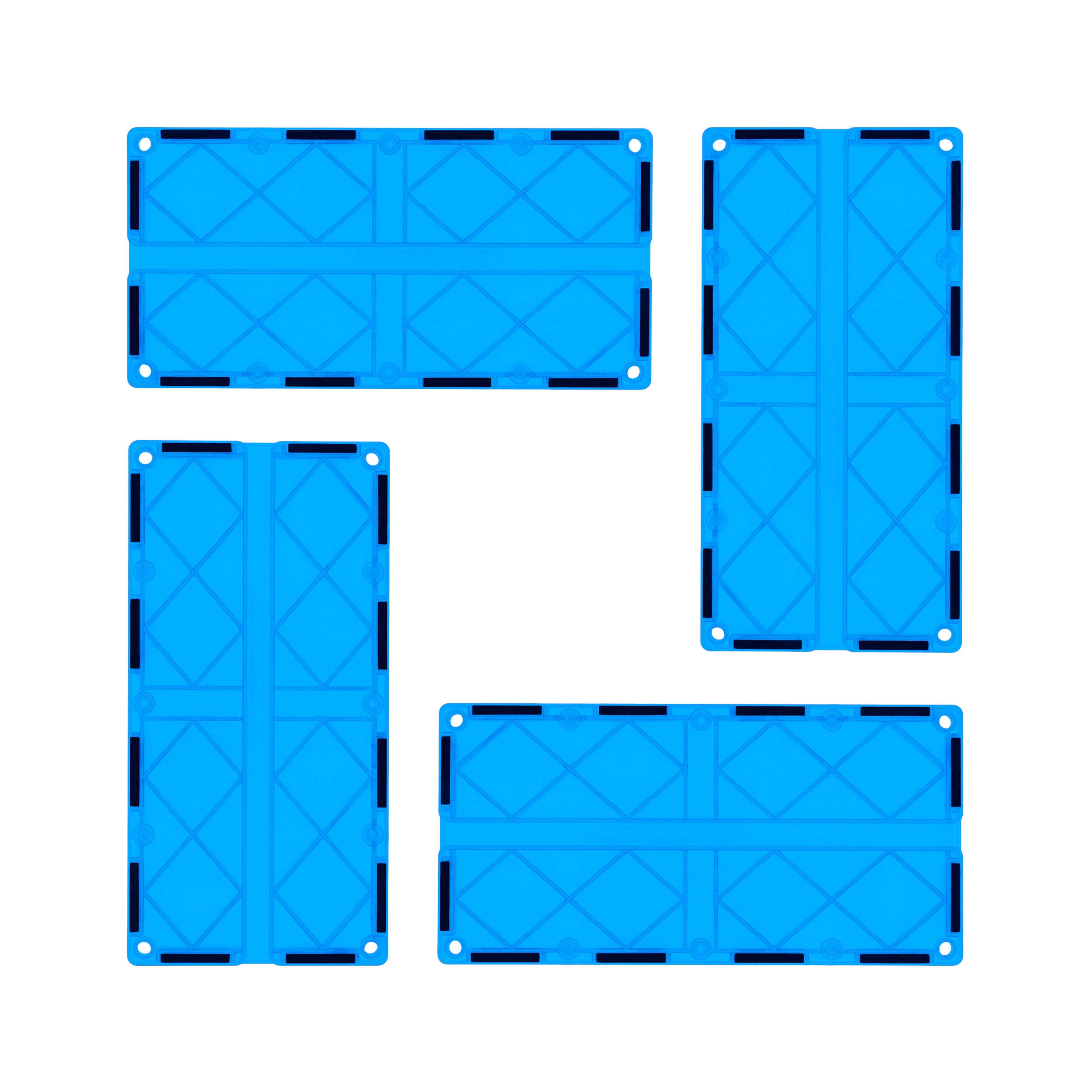 PicassoTiles 4 Piece Light Blue Race Car Track Long Magnetic Tiles