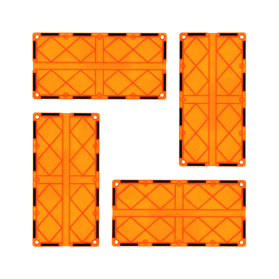 PicassoTiles 4 Piece Orange Race Car Track Long Magnetic Tiles