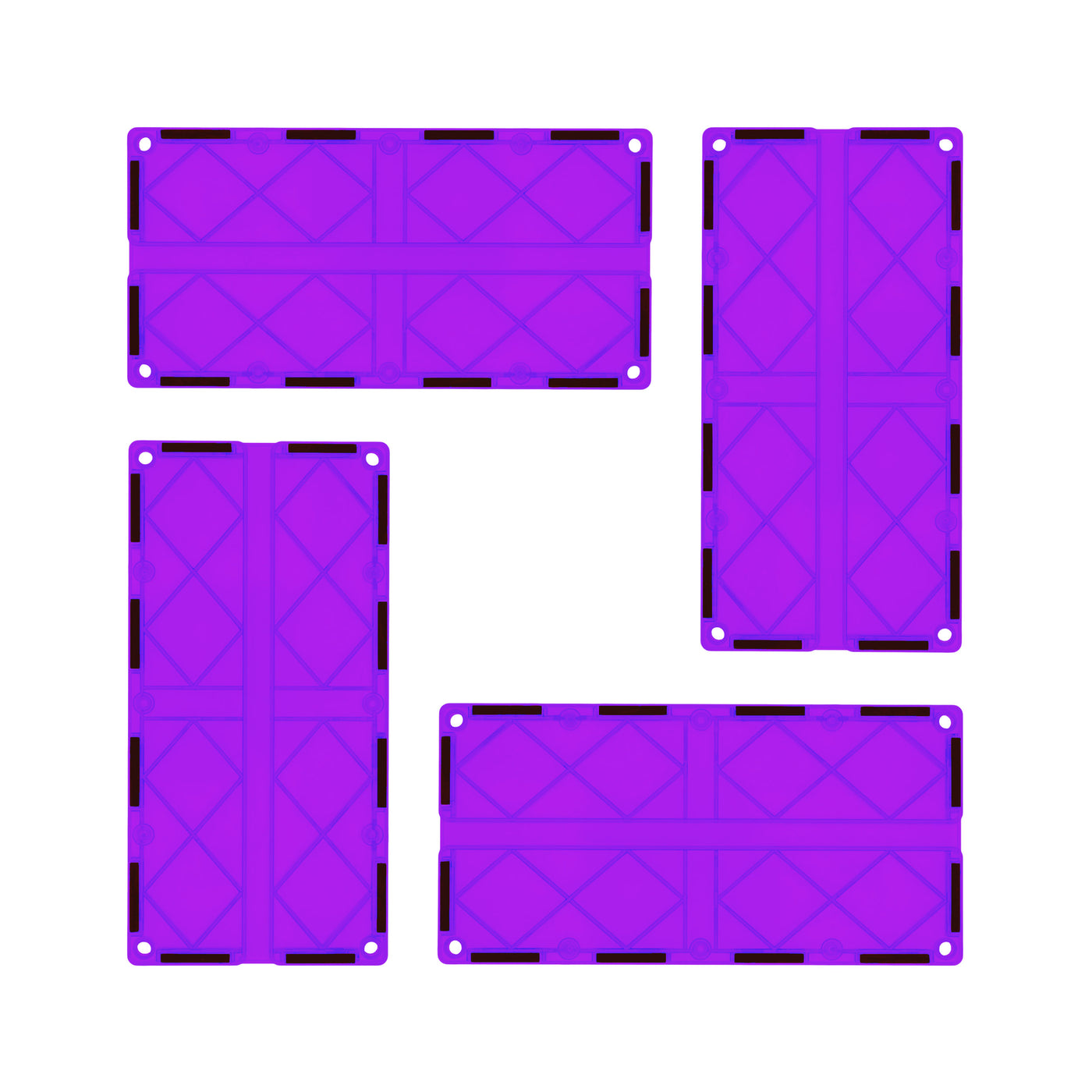 PicassoTiles 4 Piece Purple Race Car Track Long Magnetic Tiles