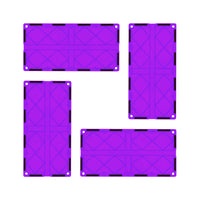 PicassoTiles 4 Piece Purple Race Car Track Long Magnetic Tiles