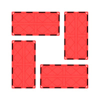 PicassoTiles 4 Piece Red Race Car Track Long Magnetic Tiles