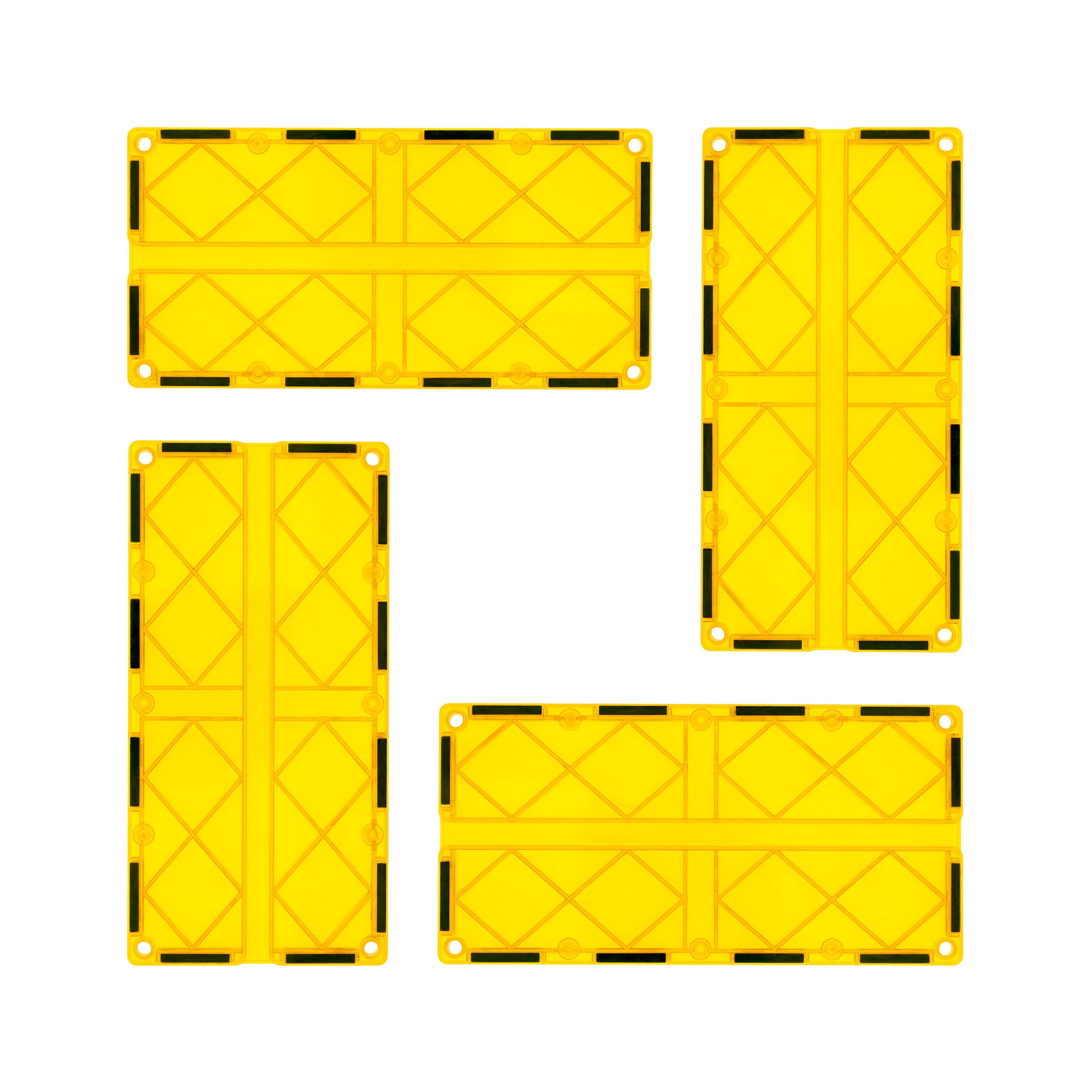 PicassoTiles 4 Piece Yellow Race Car Track Long Magnetic Tiles