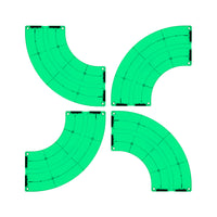 PicassoTiles 4 Piece Green Race Car Track Quarter Round Magnetic Tiles