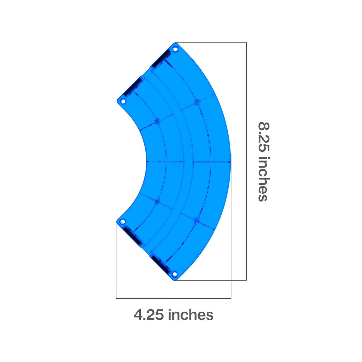 PicassoTiles 4 Piece Light Blue Race Car Track Quarter Round Magnetic Tiles