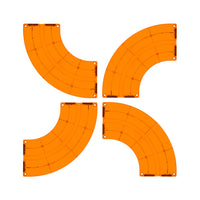 PicassoTiles 4 Piece Orange Race Car Track Quarter Round Magnetic Tiles